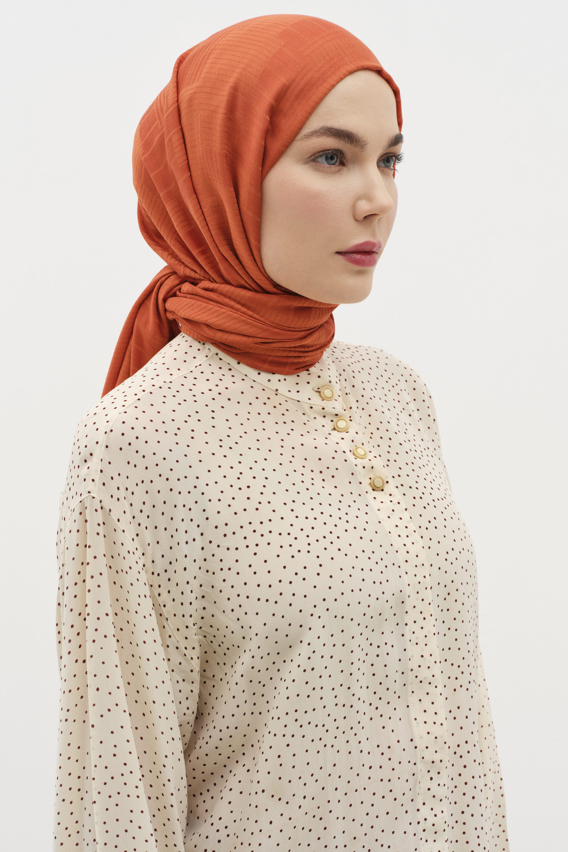 Châle naturel à motifs mixtes - Rouge-brique - Image 3