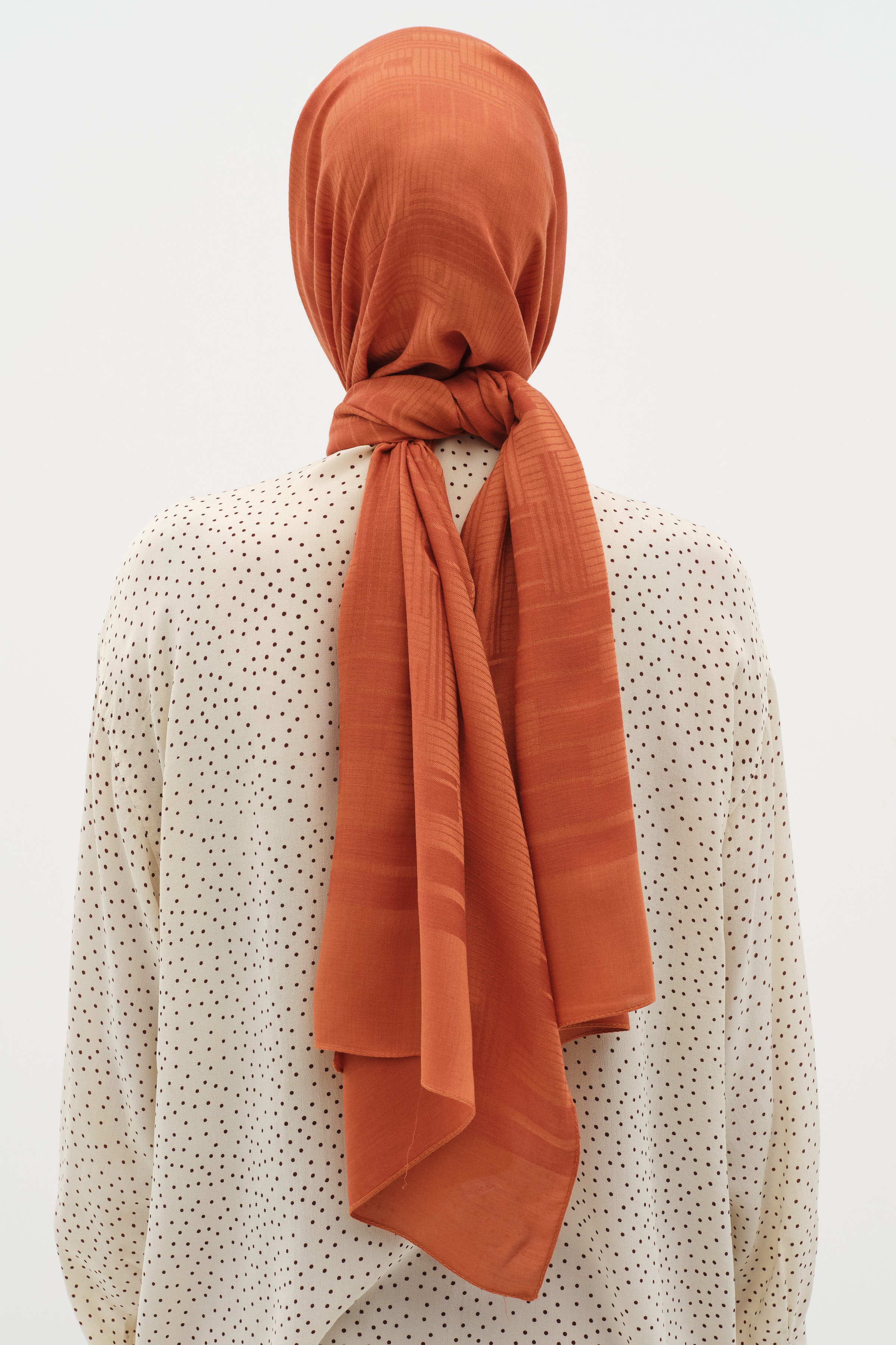 Châle naturel à motifs mixtes - Rouge-brique - Image 4