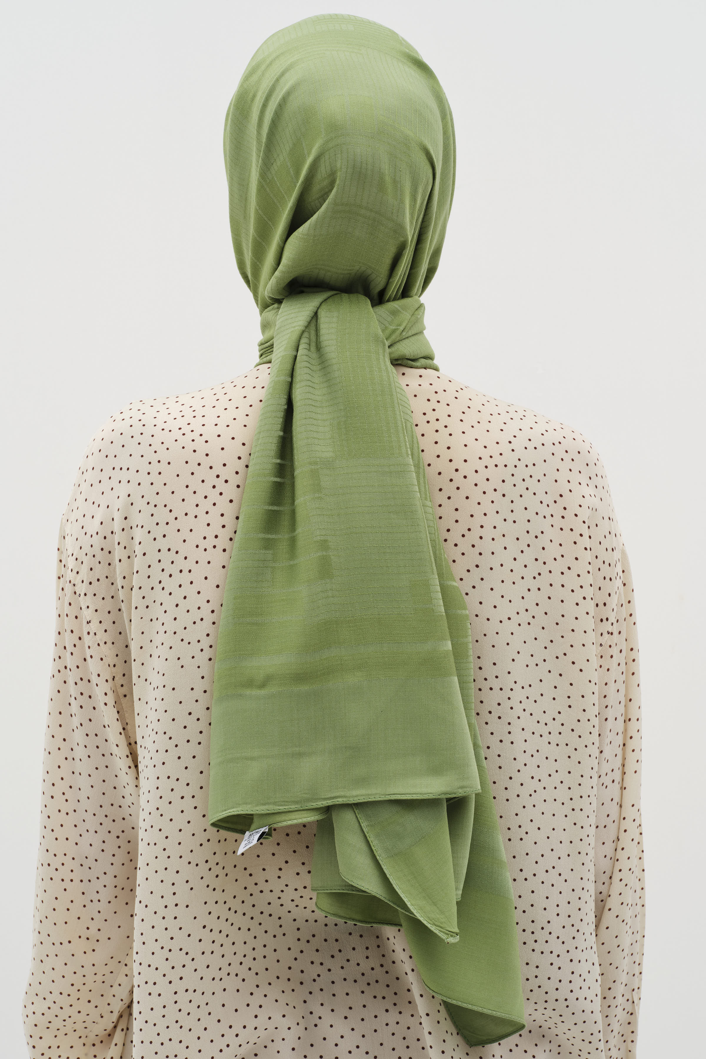 Châle naturel à motifs mixtes - Vert lac - Image 4