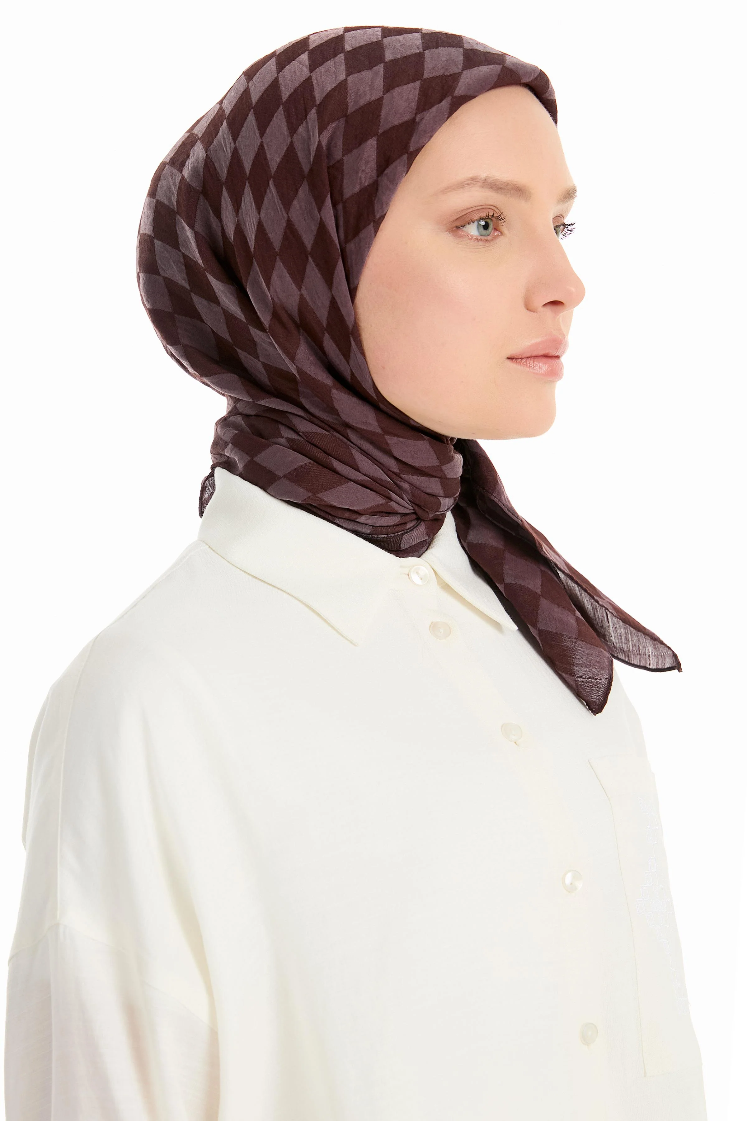 Écharpe en viscose jacquard - Café - Image 3