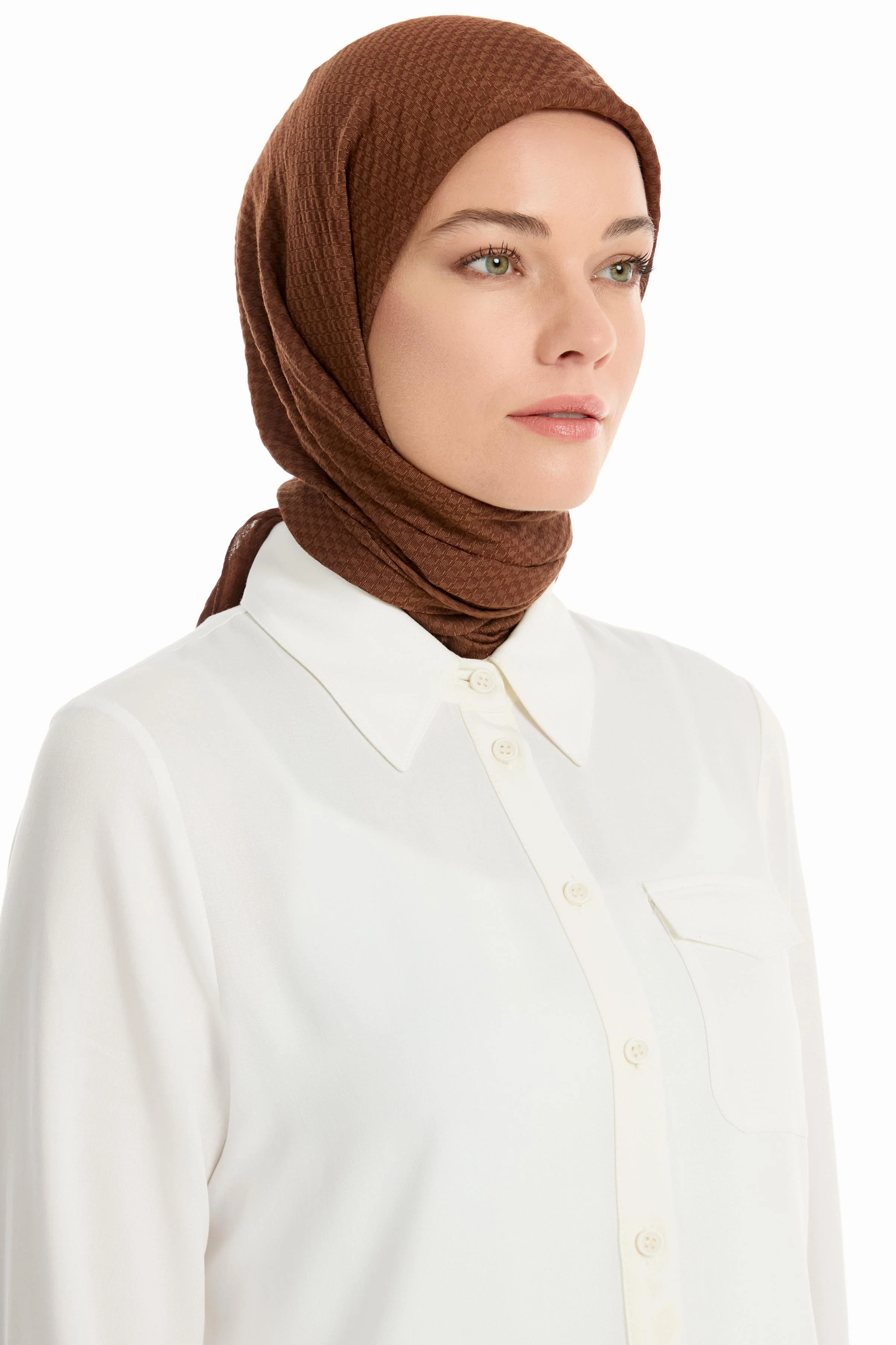 Écharpe en viscose jacquard - Café léger - Image 3