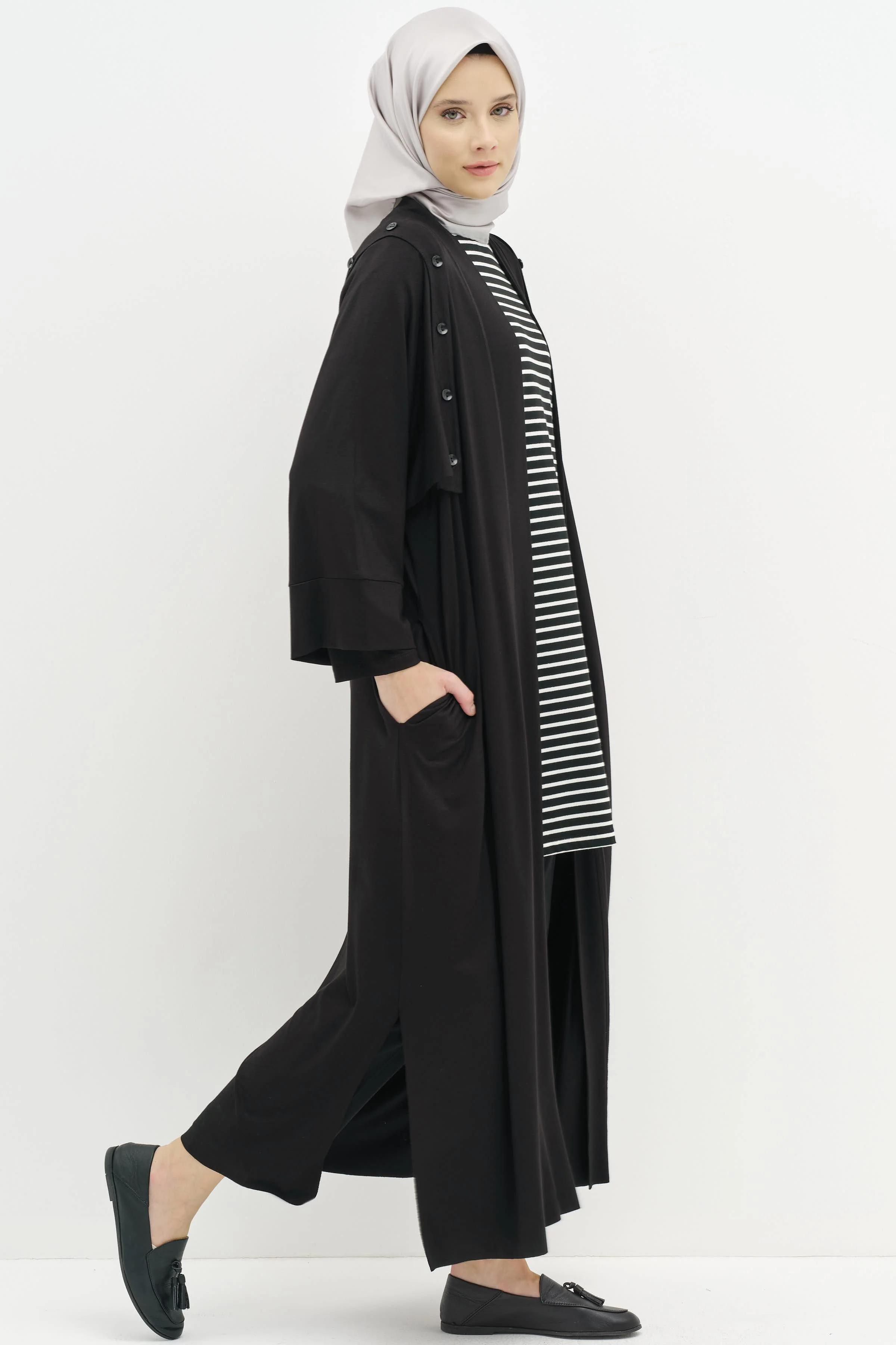 Ensemble tricoté double avec bras mobiles - Noir - Image 4