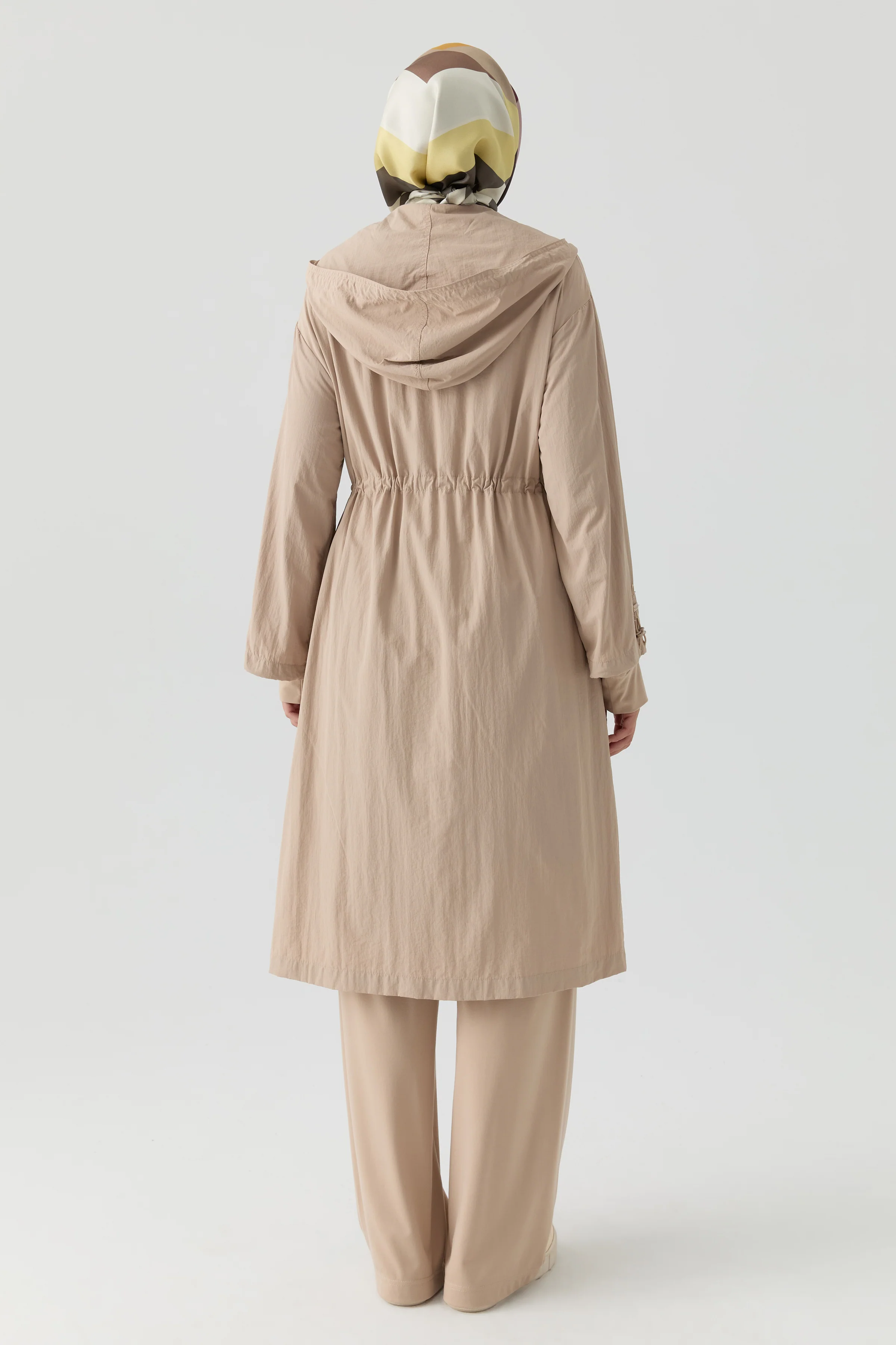 Imperméable à cordon de serrage - Beige - Image 3