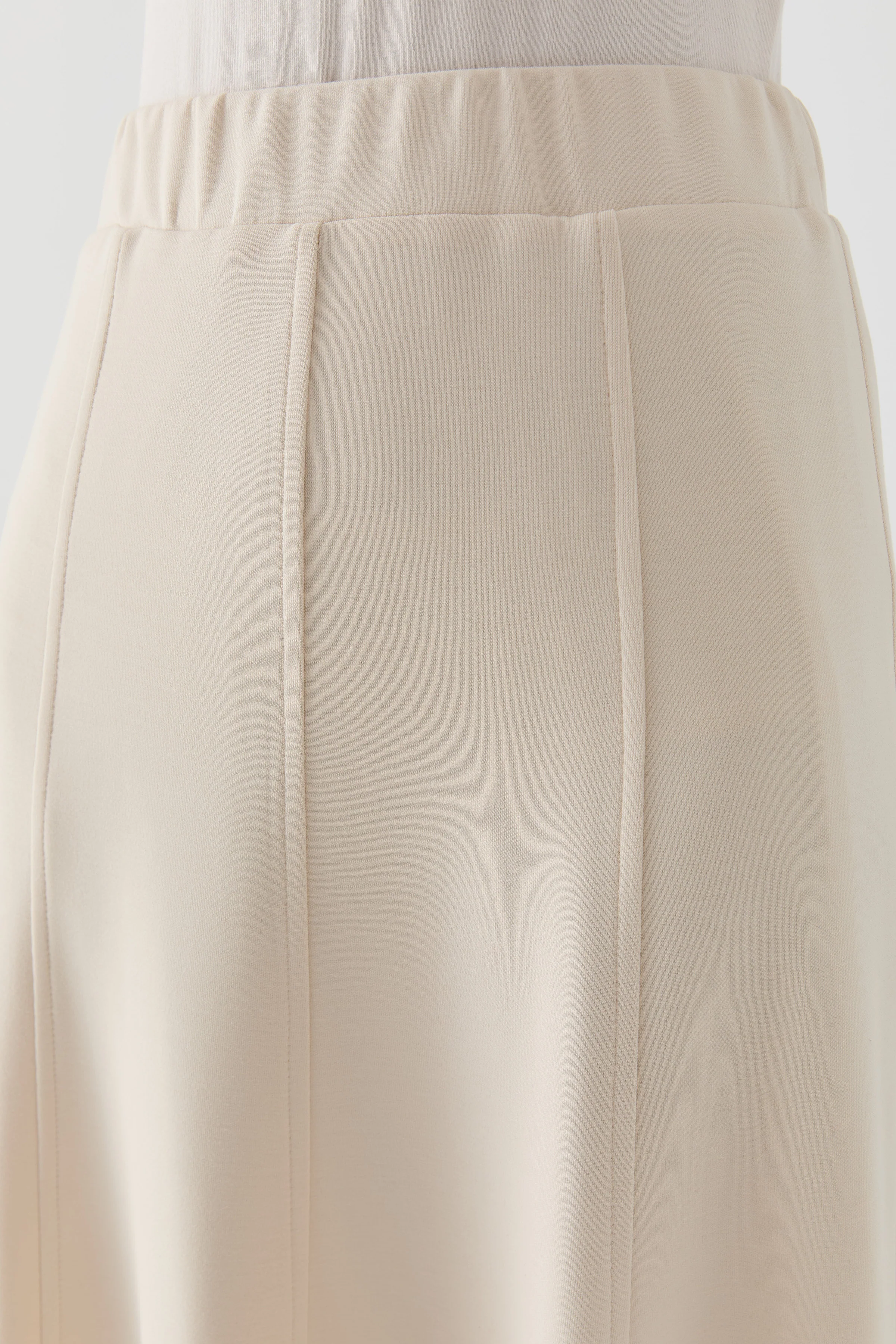 Jupe à huit panneaux avec taille en maille - Écru - Image 4