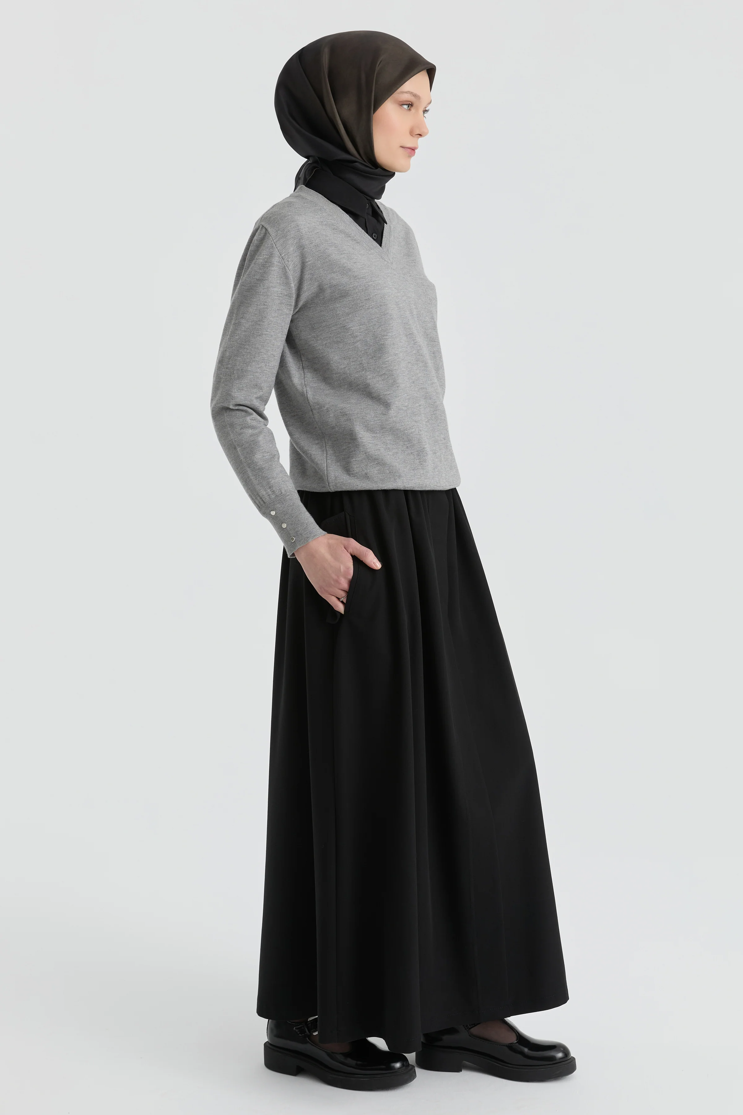 Jupe avec détail poches - Noir - Image 3