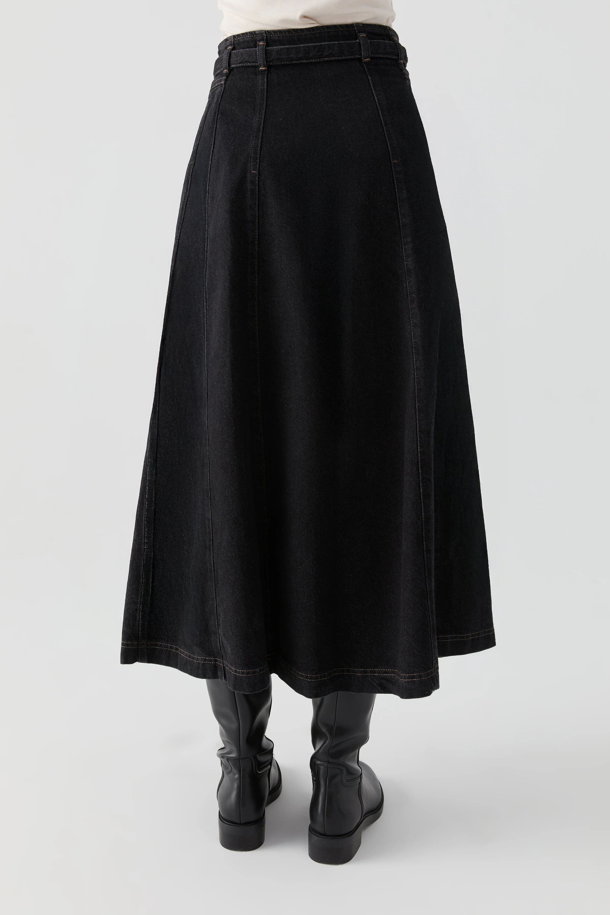 Jupe en denim à empiècements - Noir - Image 5