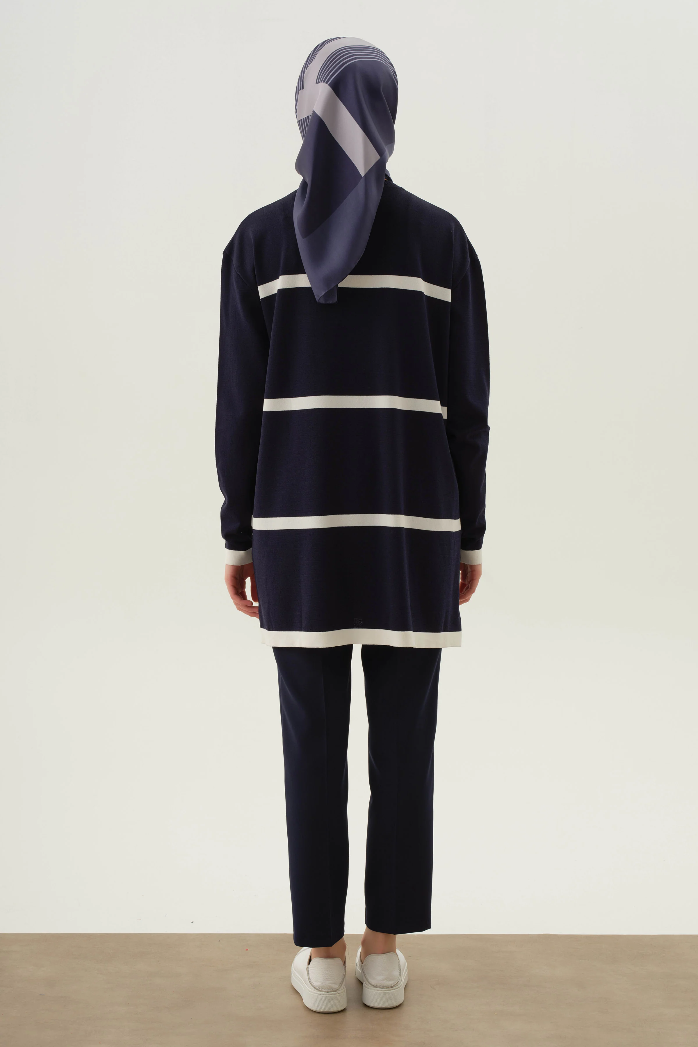 Pantalon carotte à taille élastiquée - Blue marine - Image 3