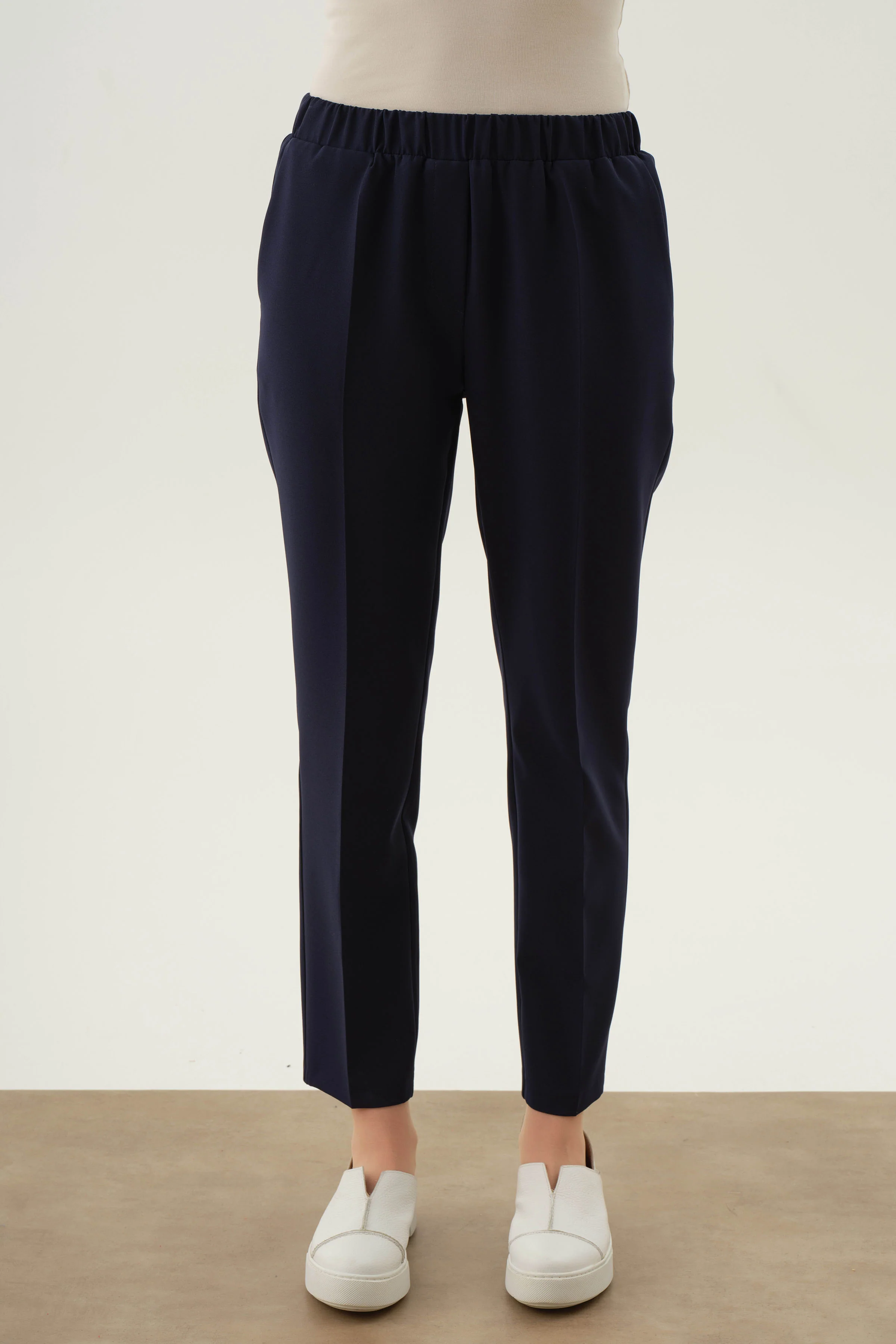 Pantalon carotte à taille élastiquée - Blue marine - Image 4