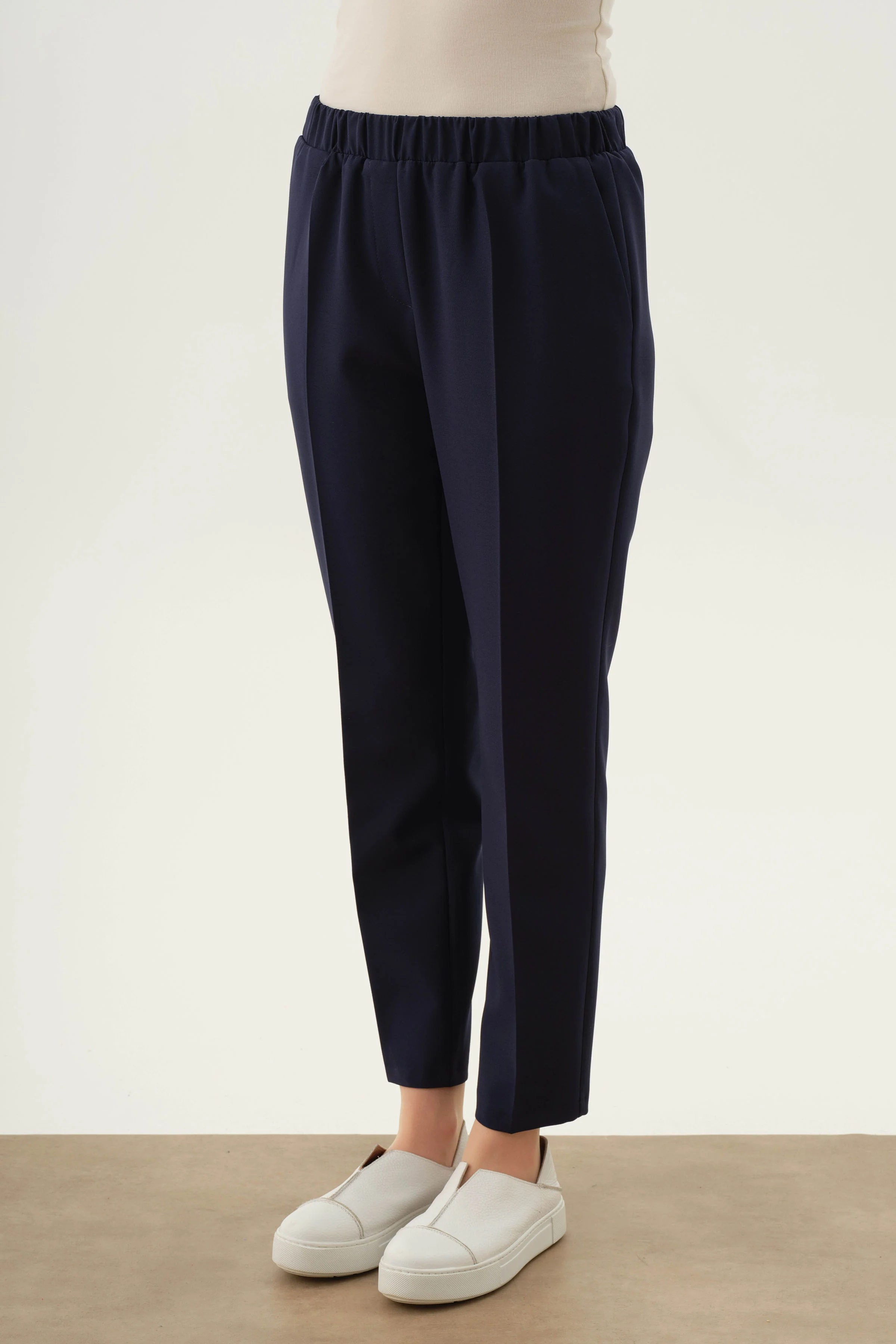 Pantalon carotte à taille élastiquée - Blue marine - Image 7