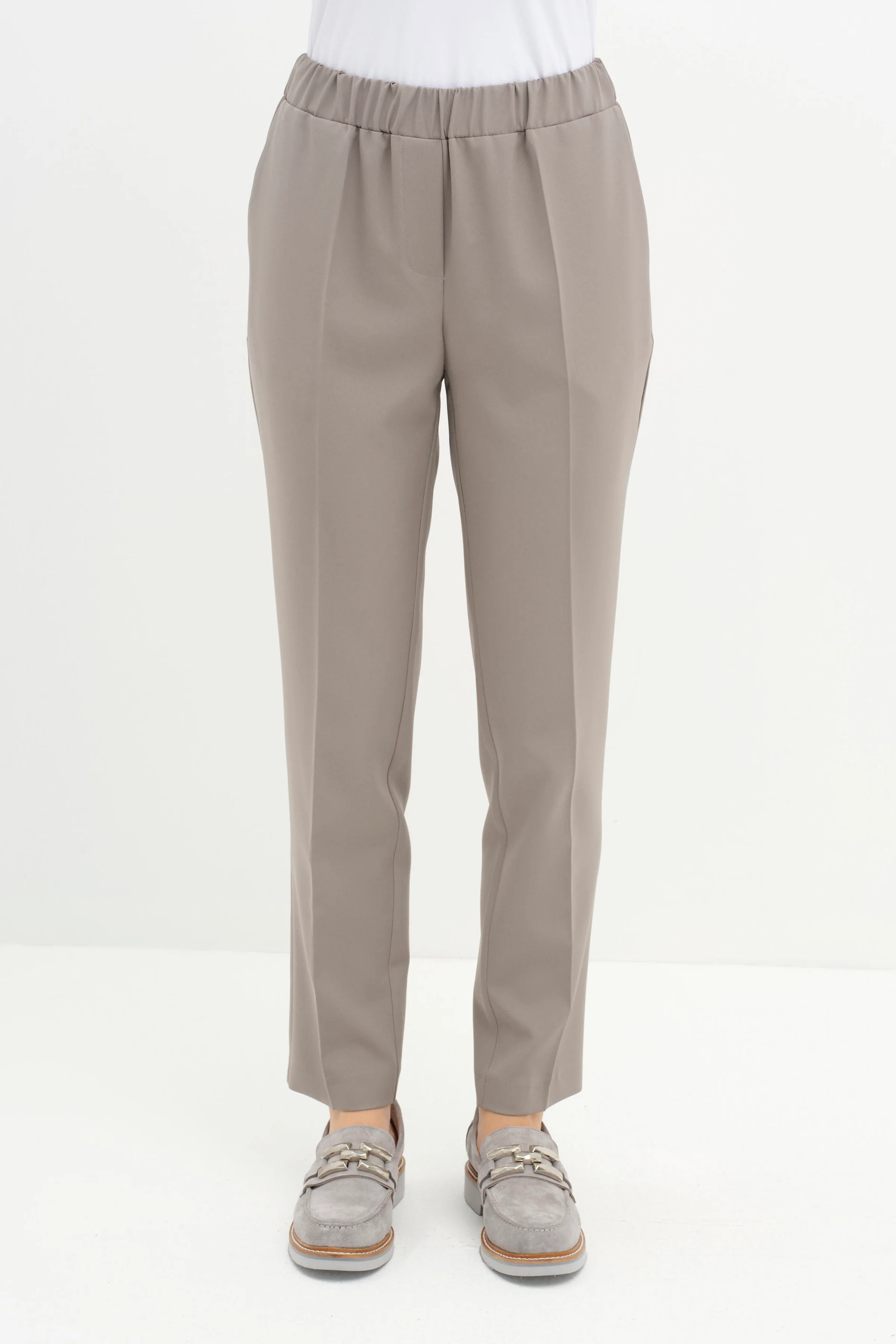 Pantalon carotte à taille élastiquée - Gris - Image 4