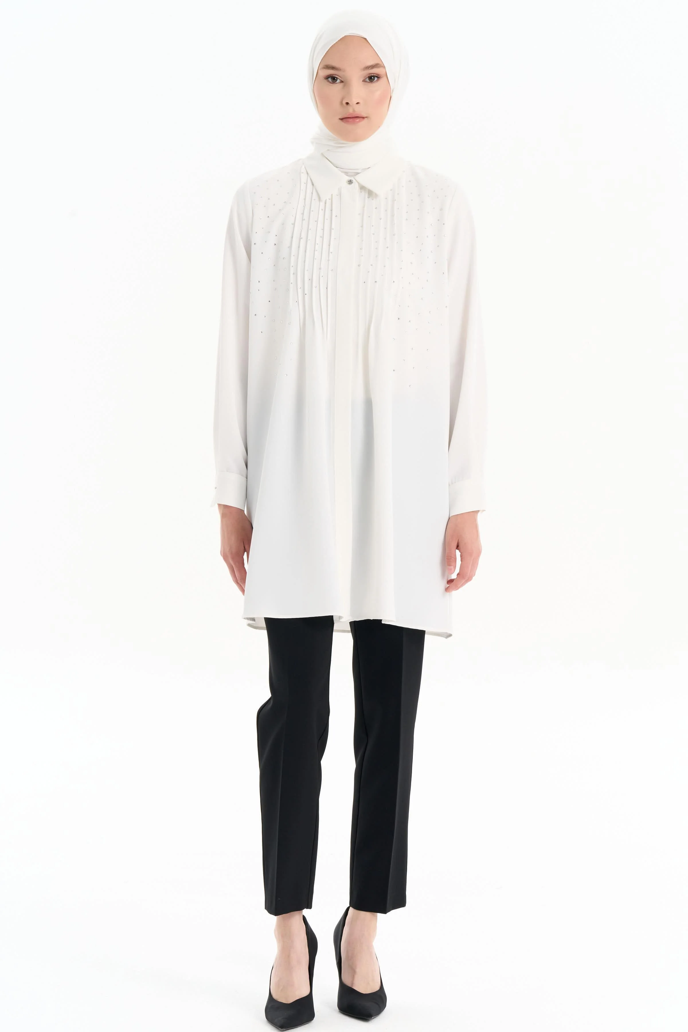 Pantalon carotte taille élastique - Noir - Image 3