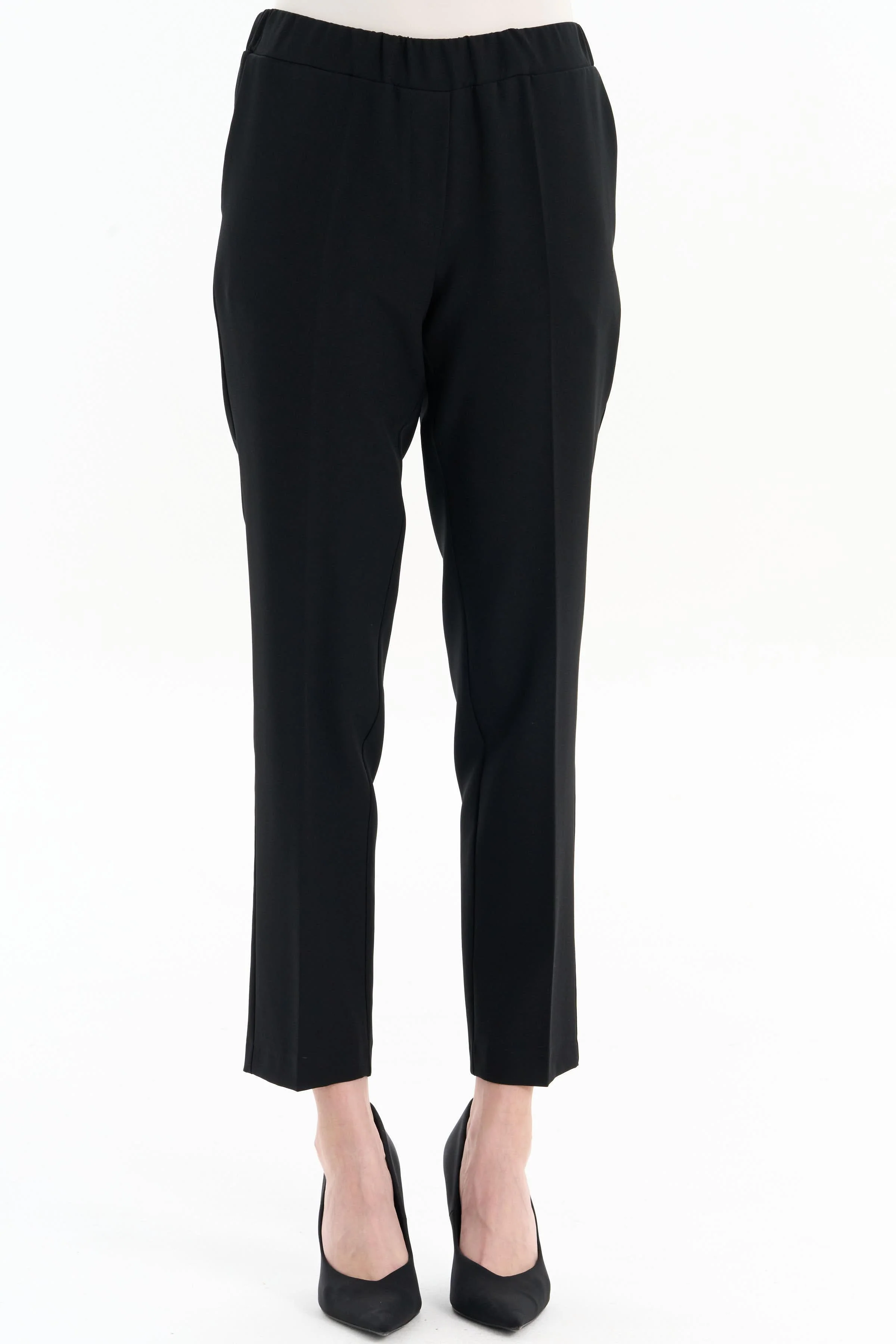 Pantalon carotte taille élastique - Noir - Image 4