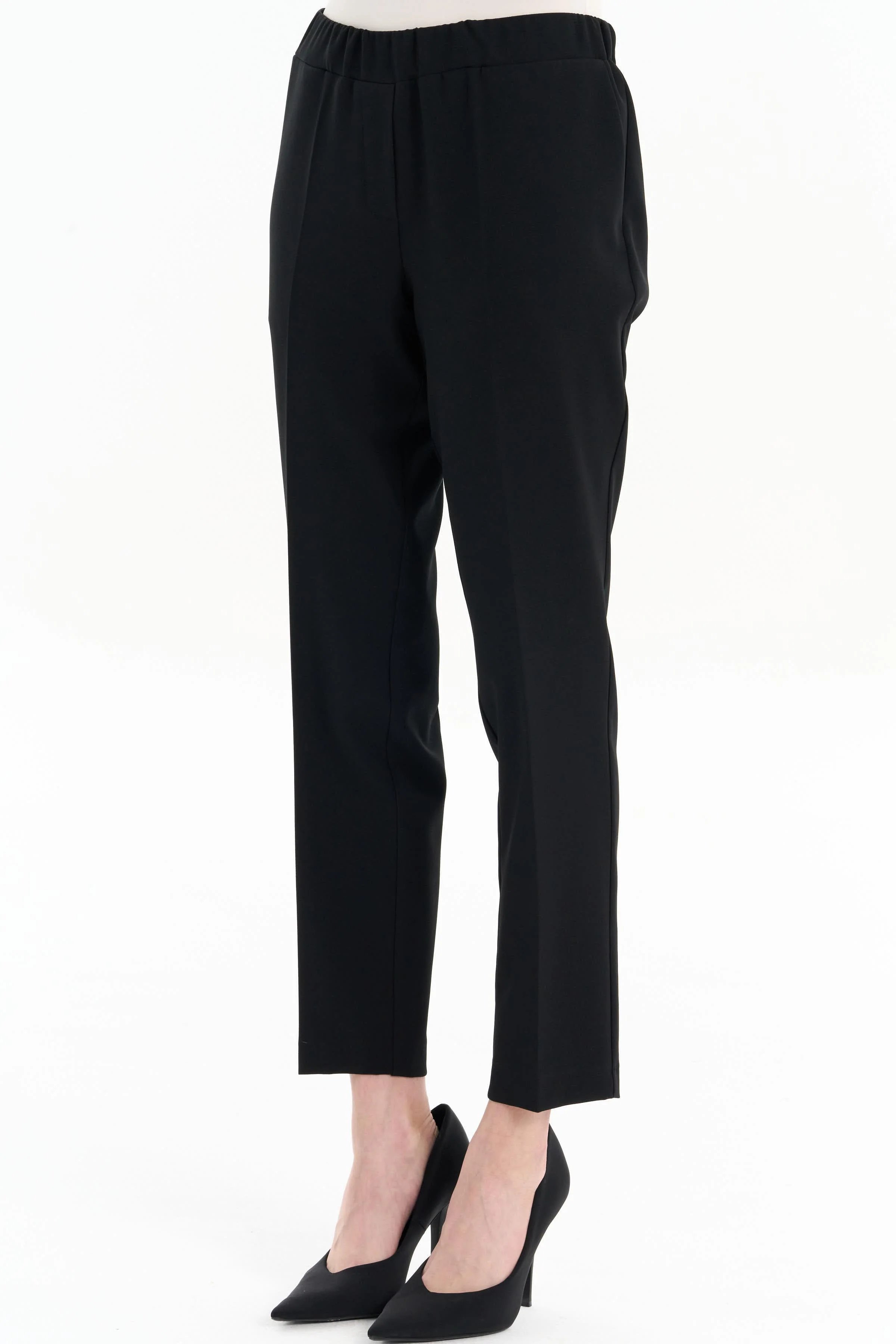 Pantalon carotte taille élastique - Noir - Image 5