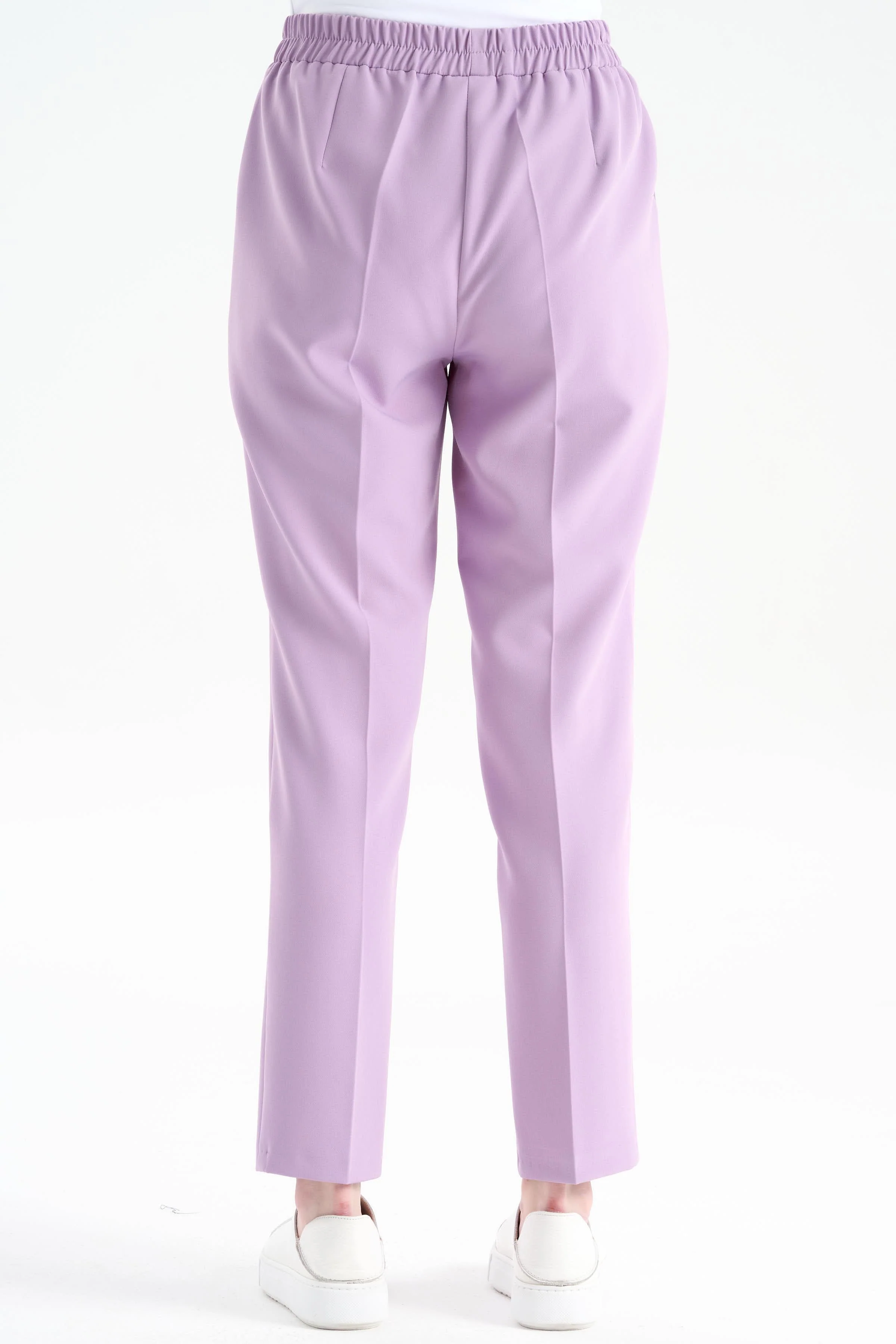 Pantalon carotte taille élastique - Rose poudré - Image 5