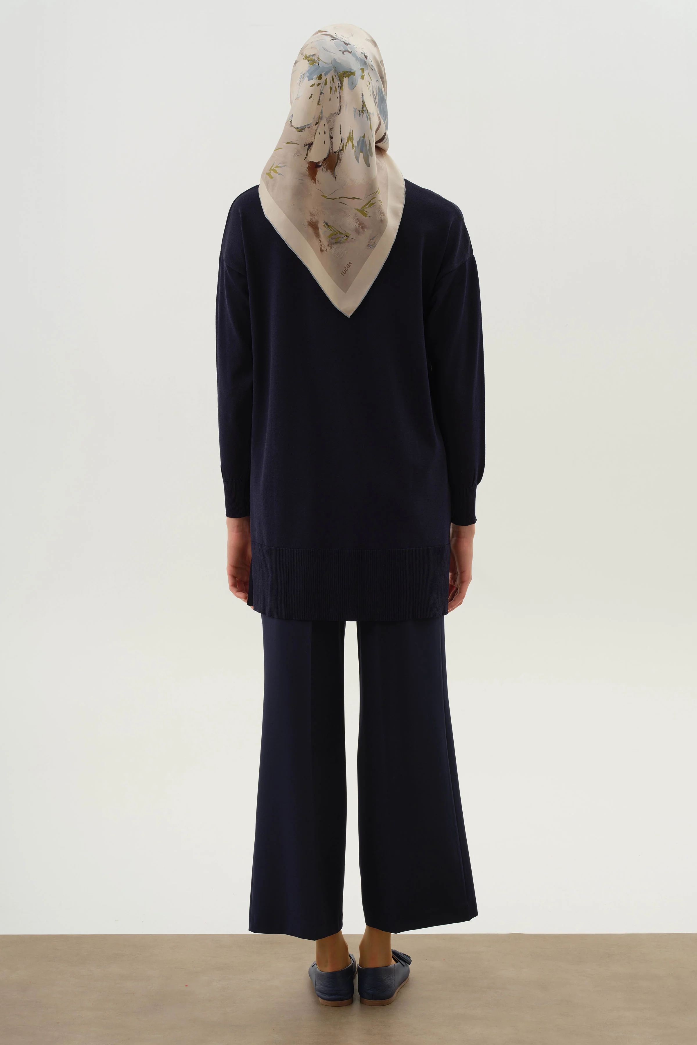 Pantalon culotte à taille élastiquée - Blue marine - Image 4