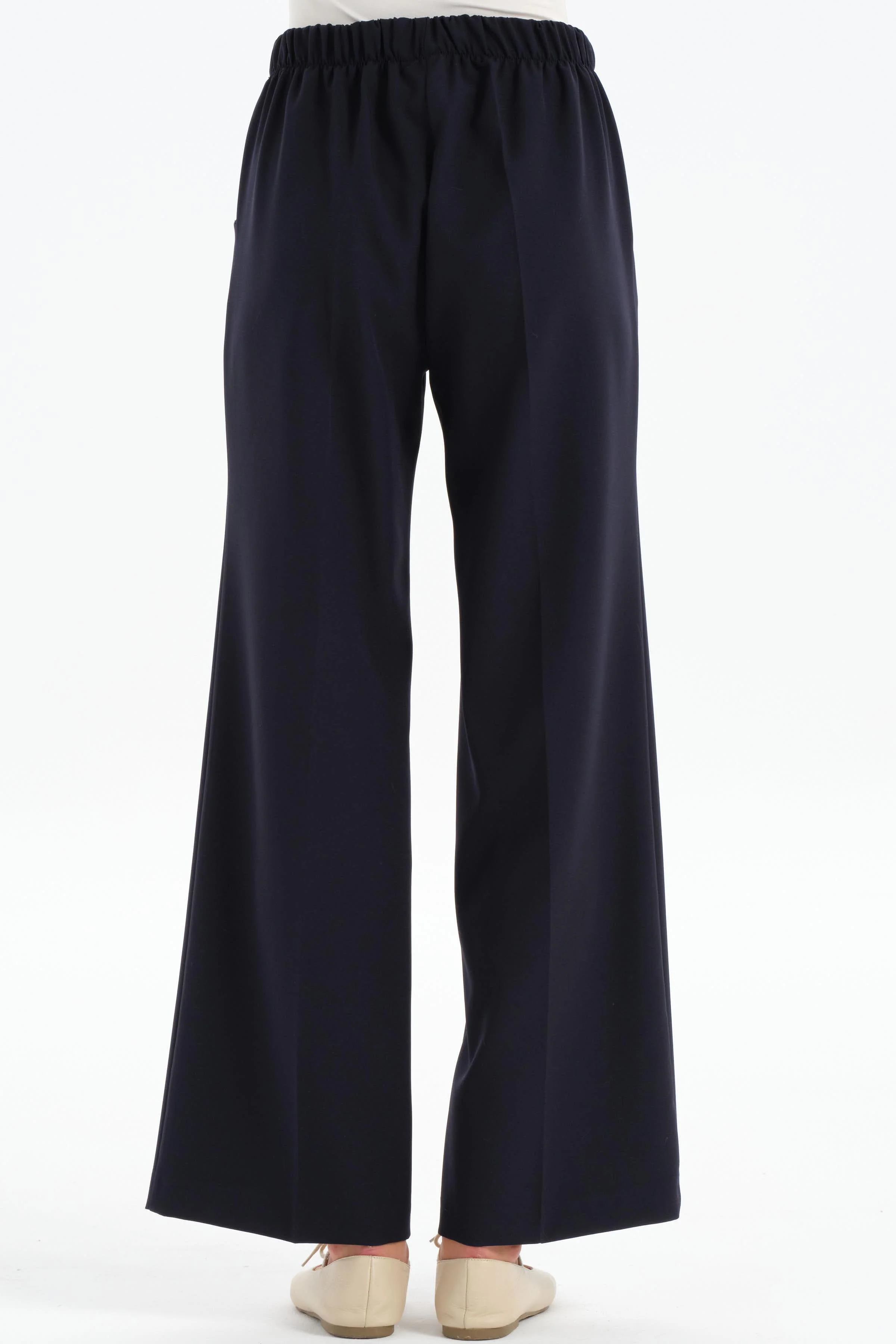 Pantalon culotte à taille élastiquée - Blue marine - Image 5