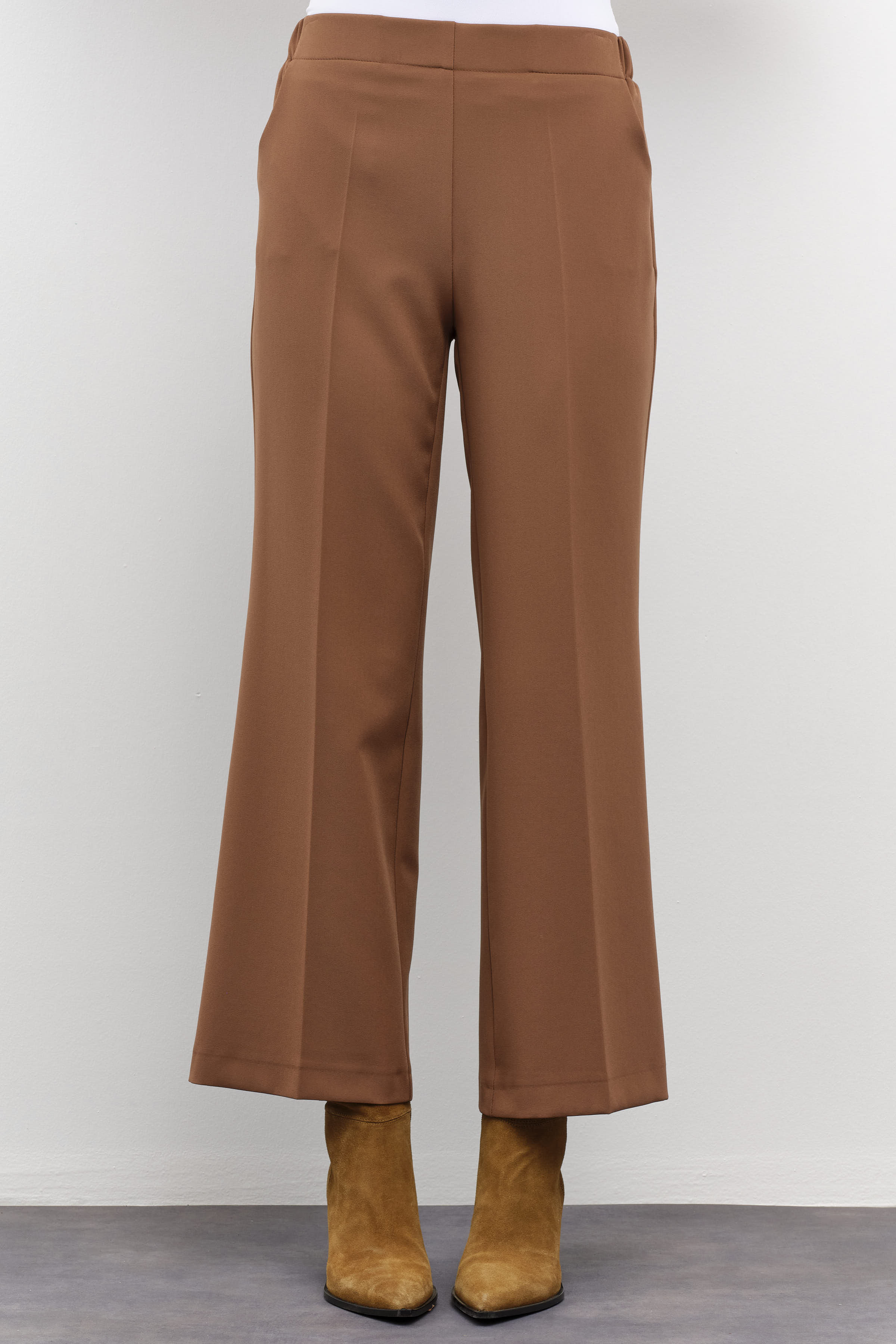 Pantalon culotte à taille élastiquée - Noisette - Image 5
