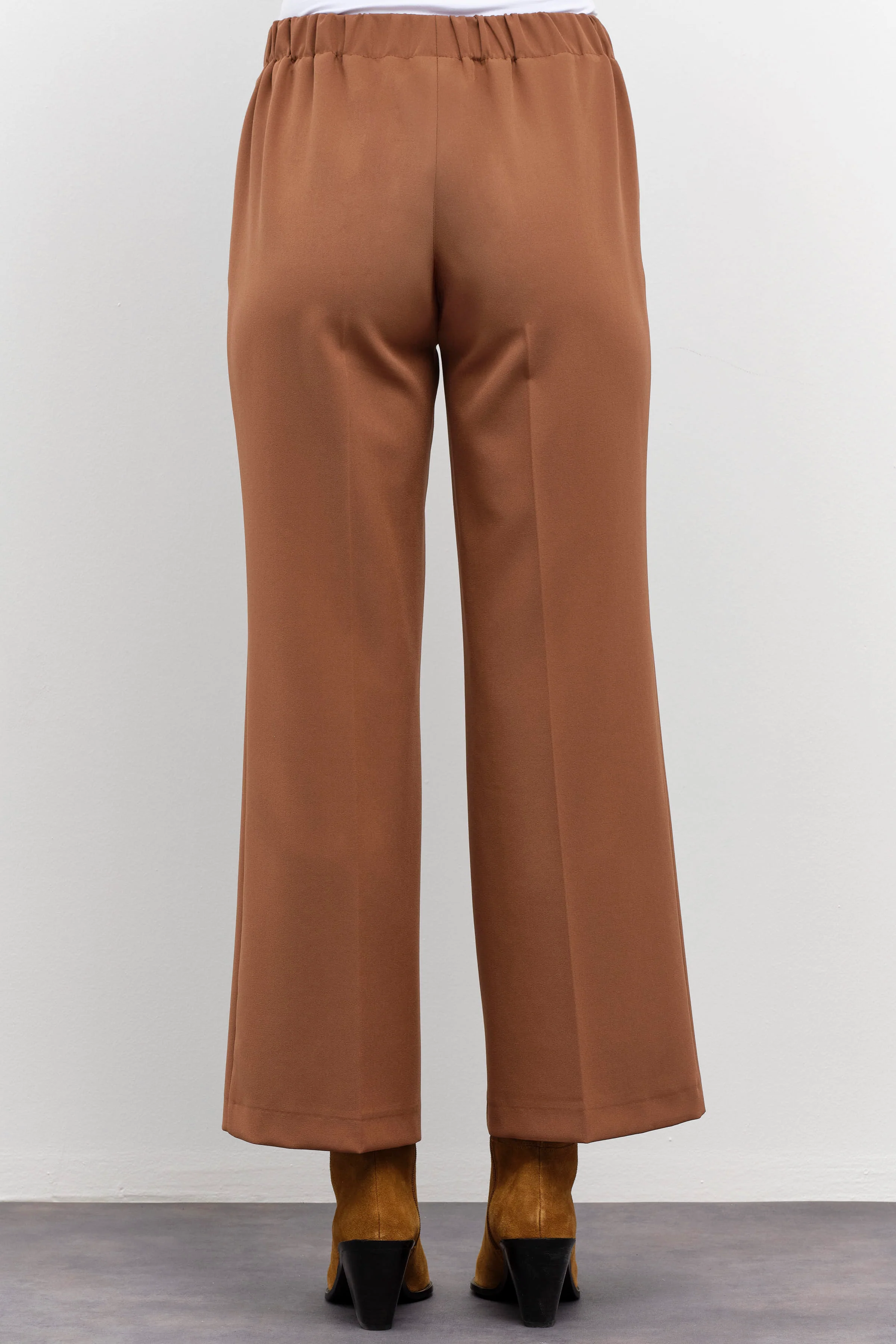 Pantalon culotte à taille élastiquée - Noisette - Image 8