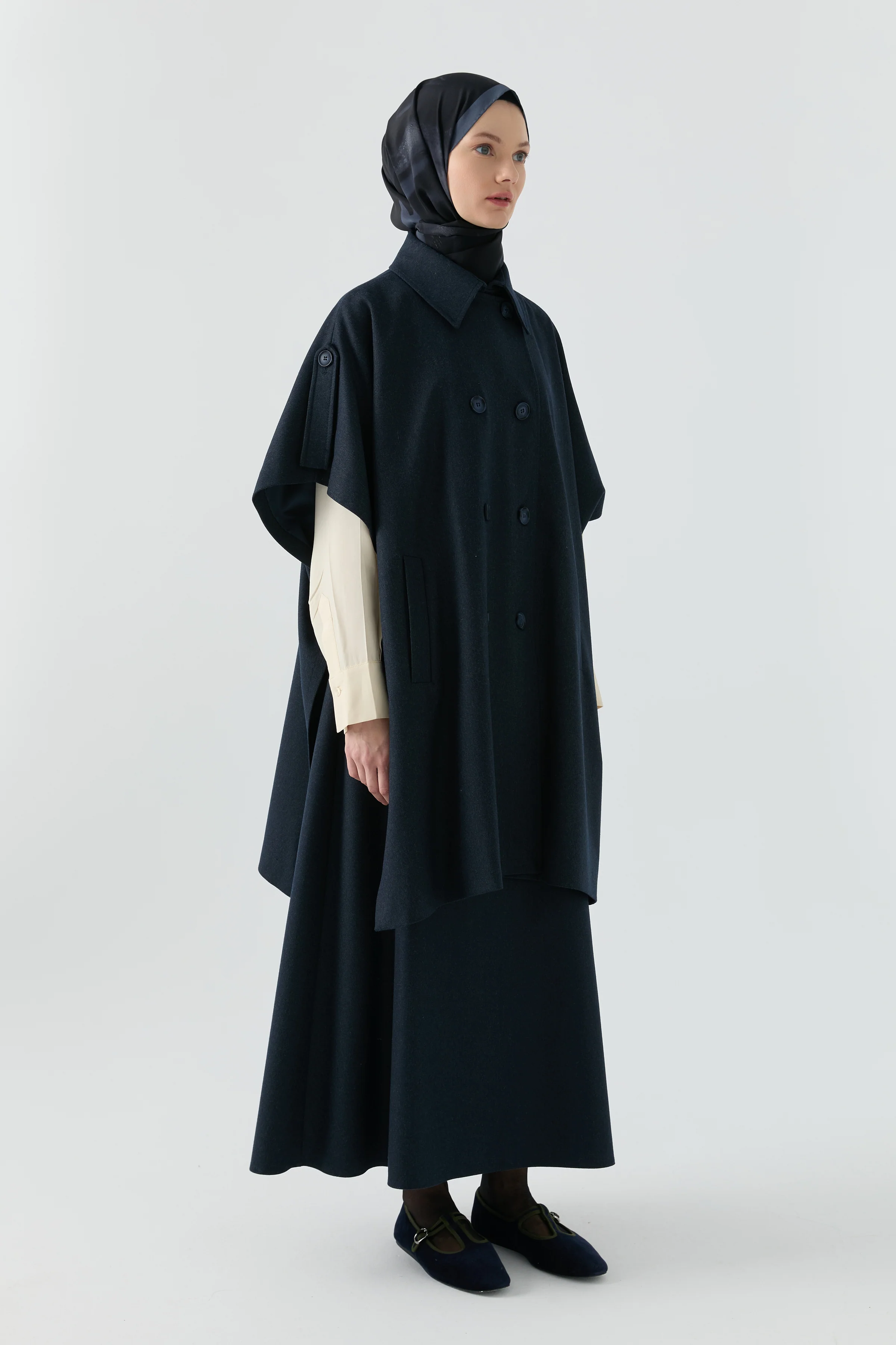 Poncho croisé - Blue marine - Image 3