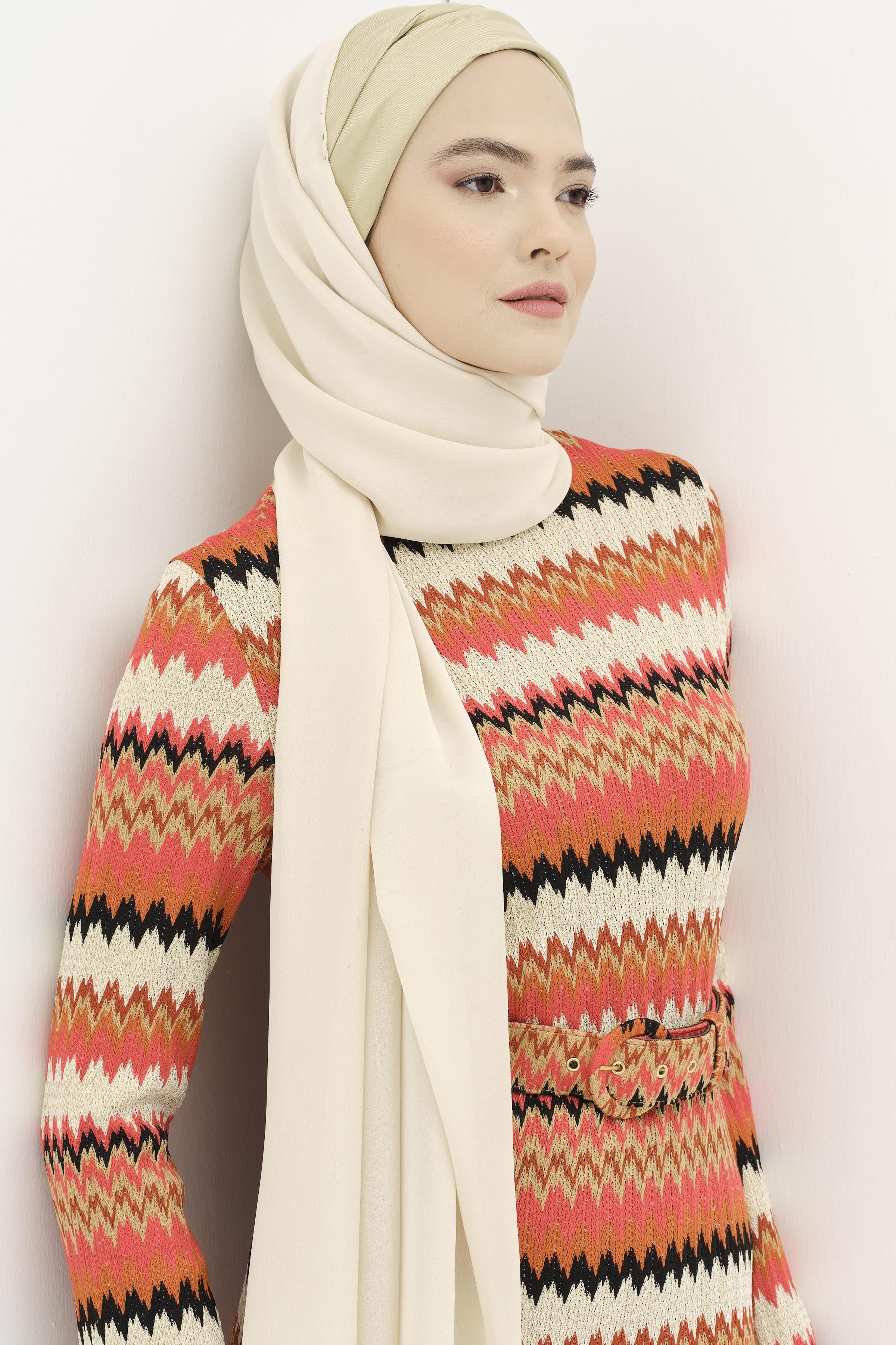 Robe tricotée à motifs zigzag - Rouge - Image 5