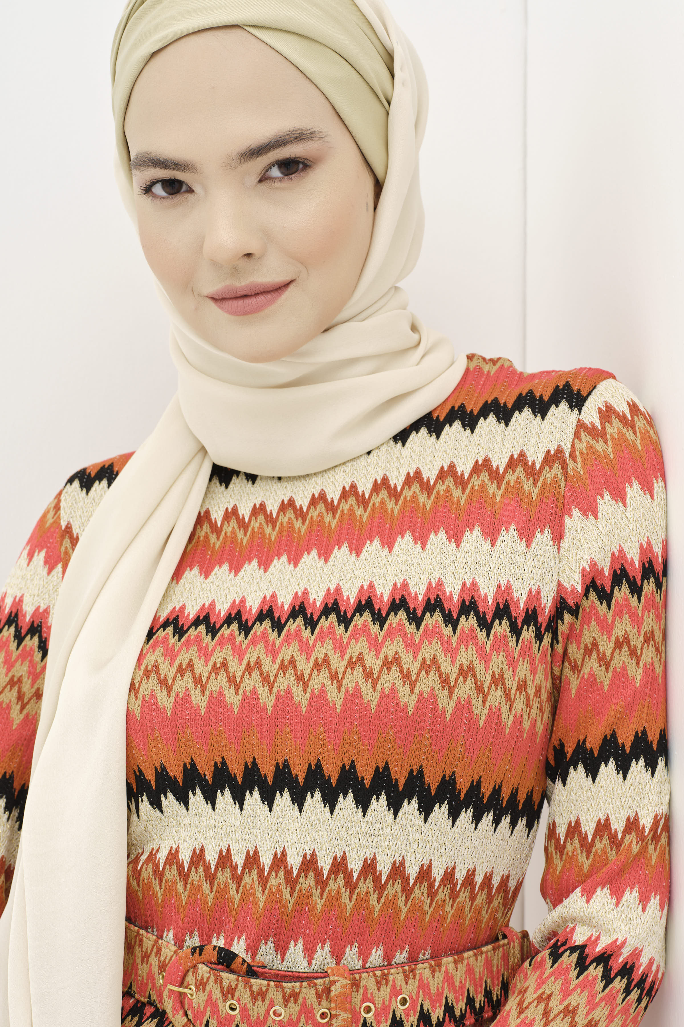 Robe tricotée à motifs zigzag - Rouge - Image 6