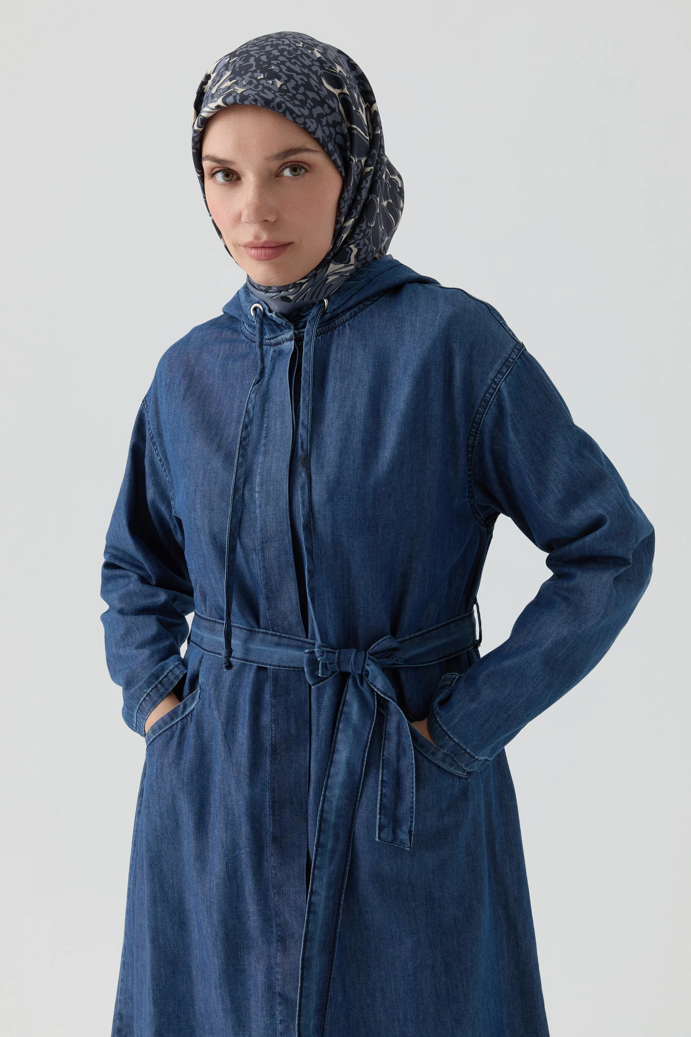 Trench ceinturé à la taille - Indigo - Image 3