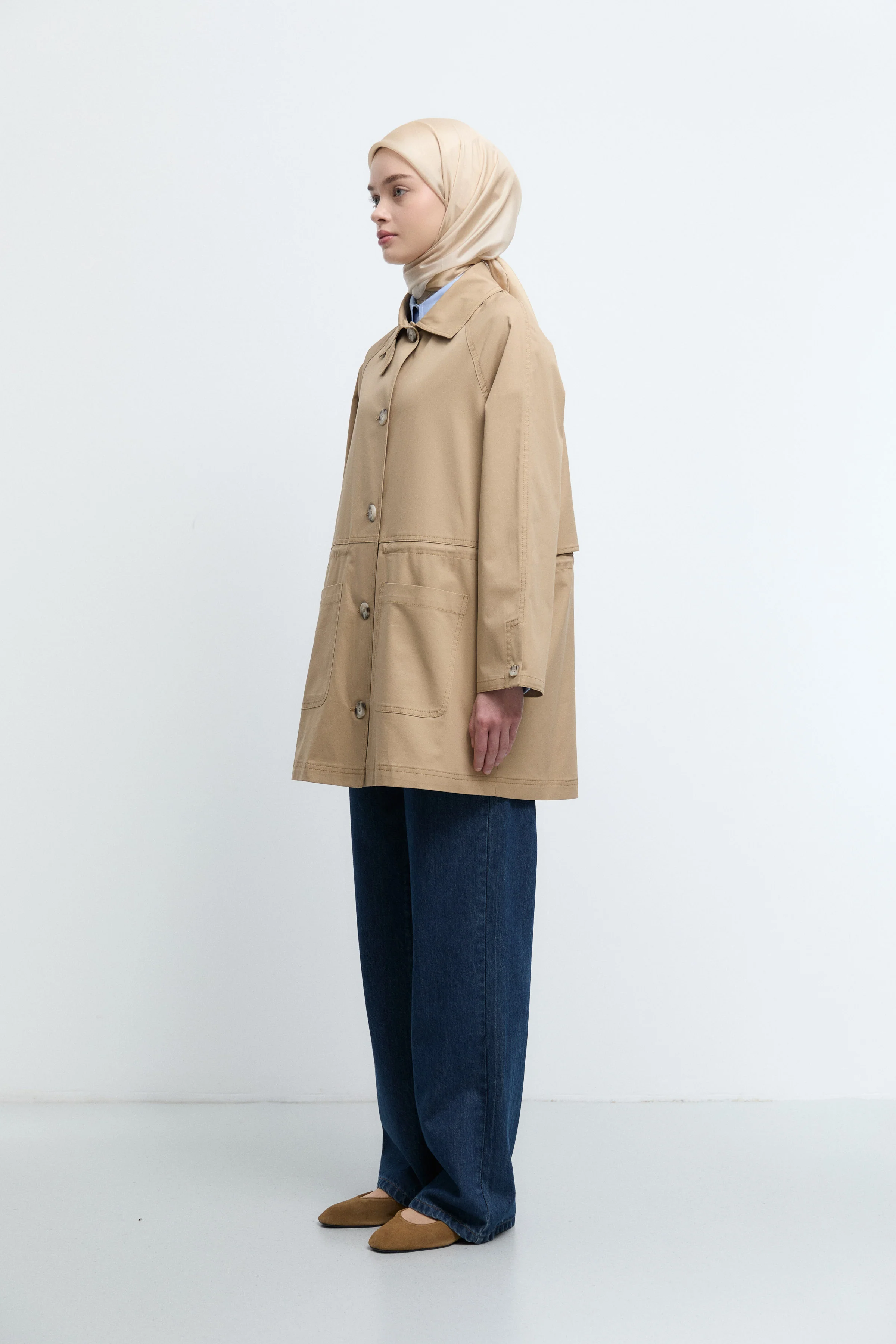 Trench-coat à grandes poches sur le devant - Beige - Image 3