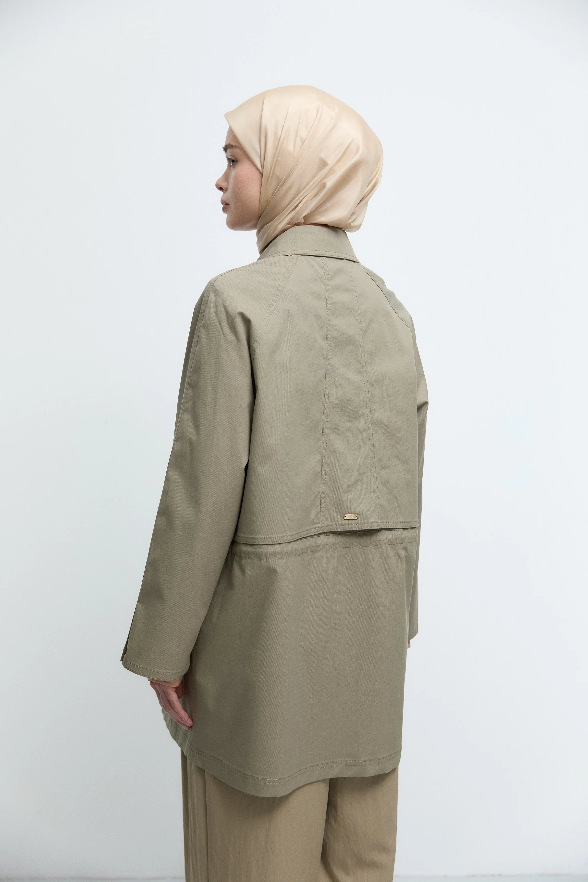 Trench-coat à grandes poches sur le devant - Vert lac - Image 6