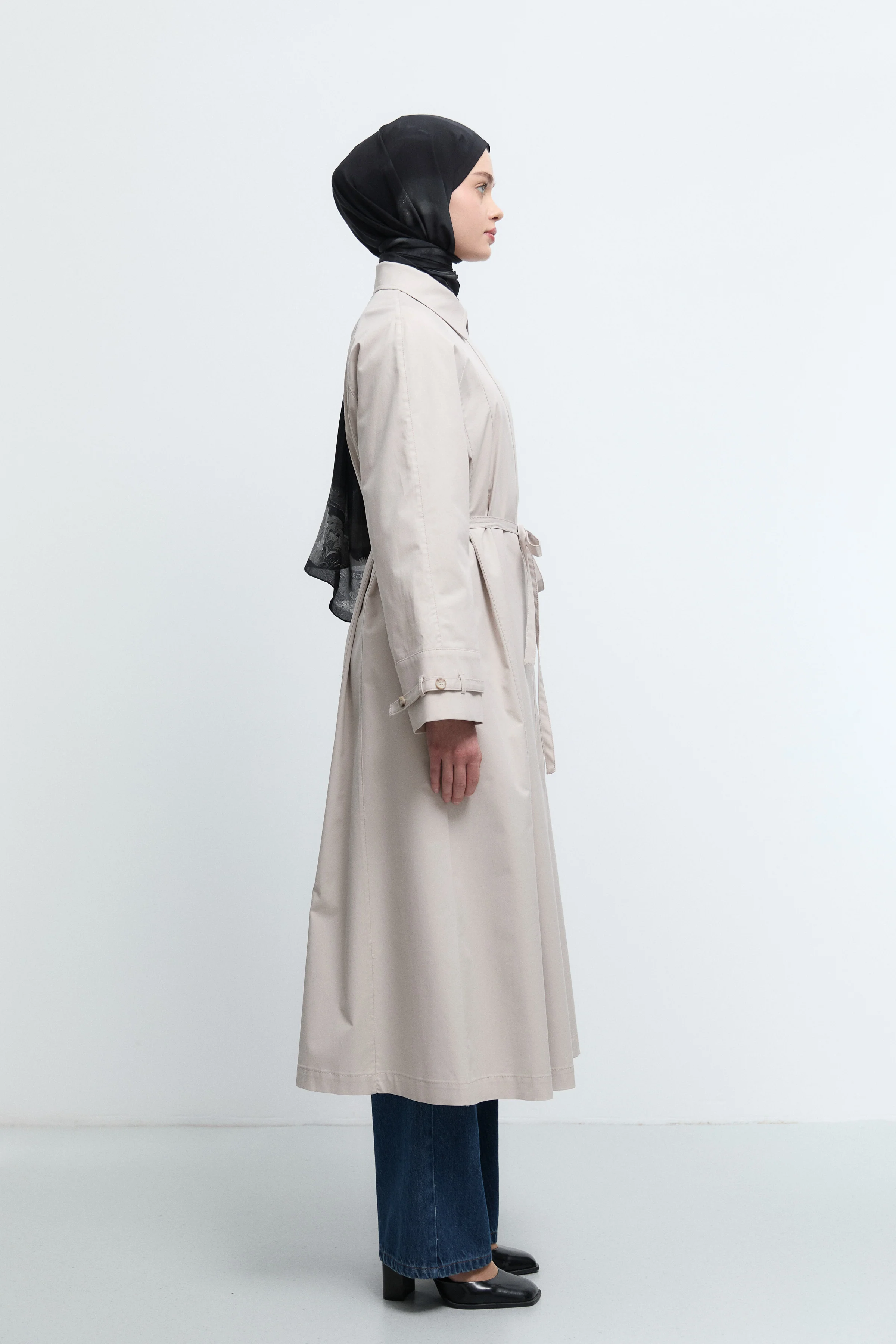 Trench-coat à manches ceinturées - Grége clair - Image 4