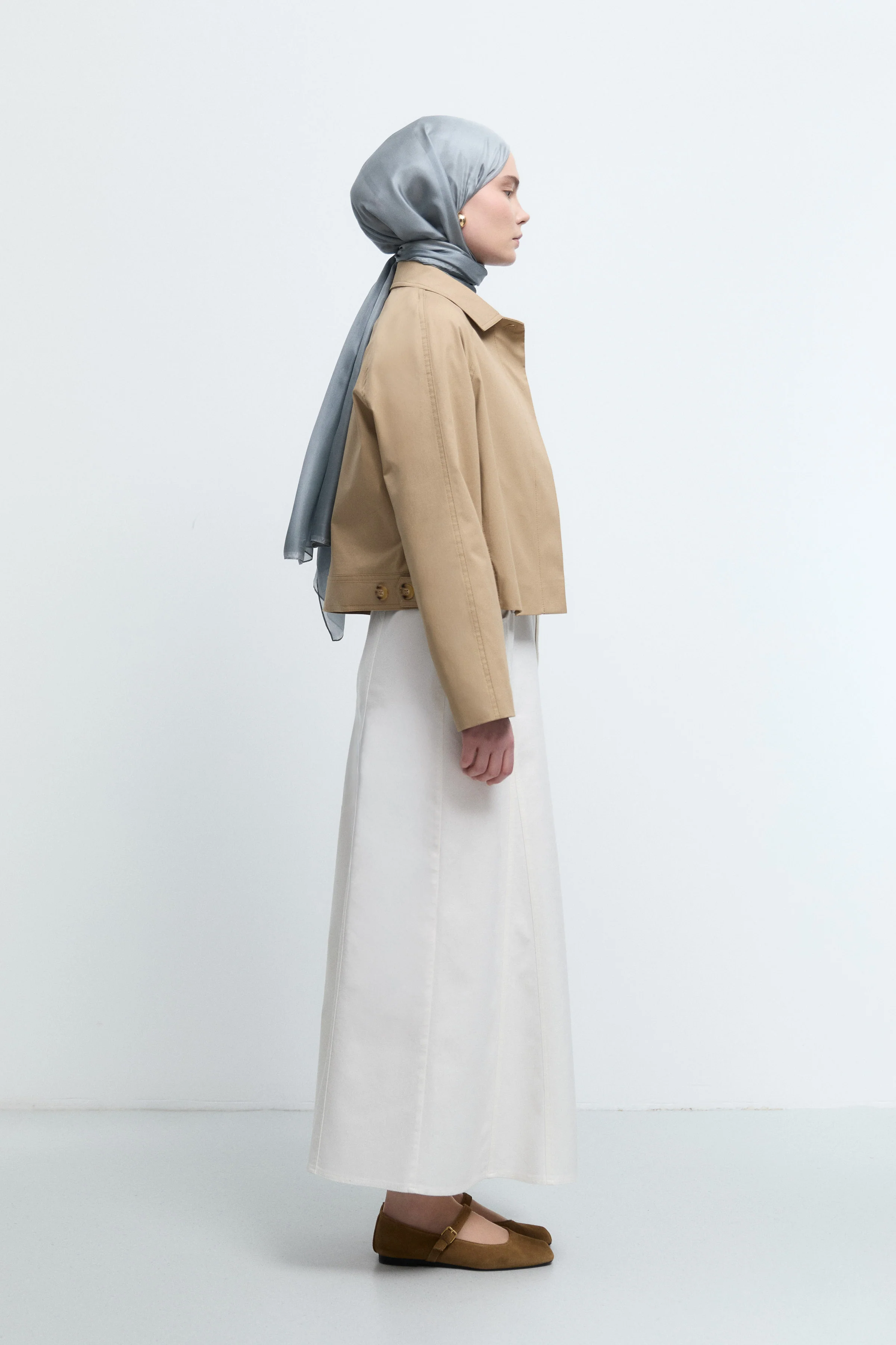 Trench-coat avec détail de coutures latérales - Beige - Image 6