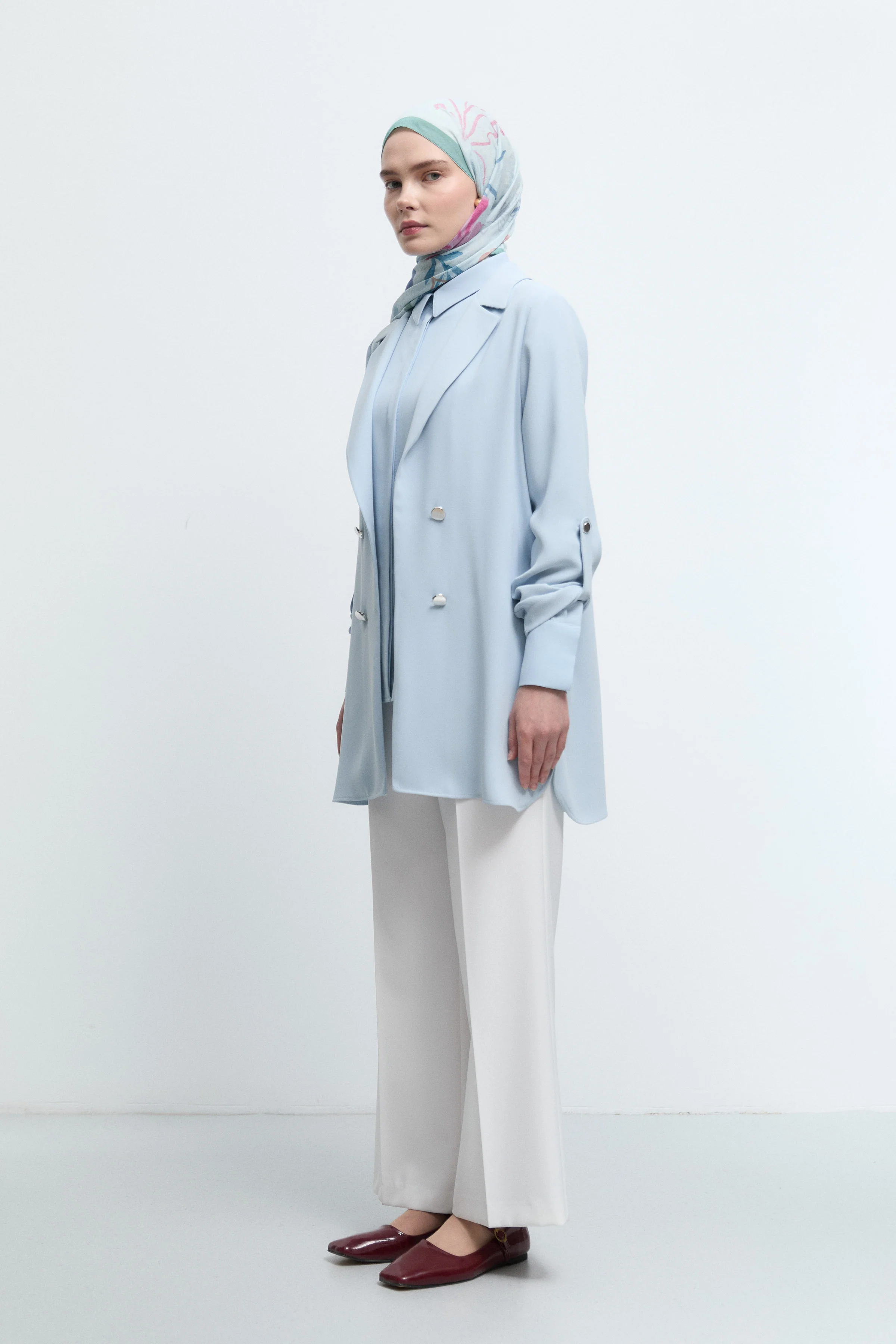 Veste à boutons - Bleu clair - Image 4