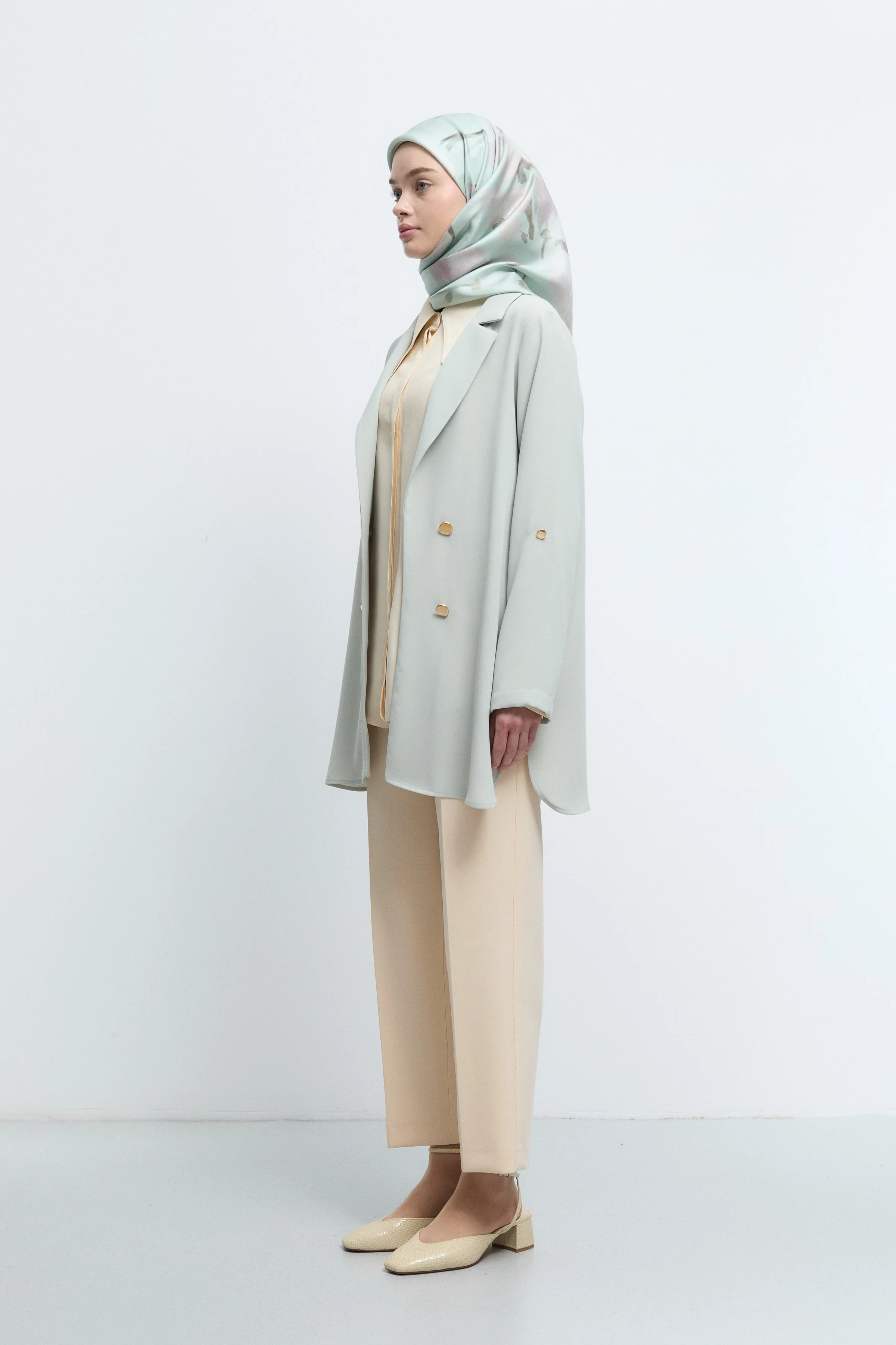 Veste à boutons - Vert d'eau - Image 3