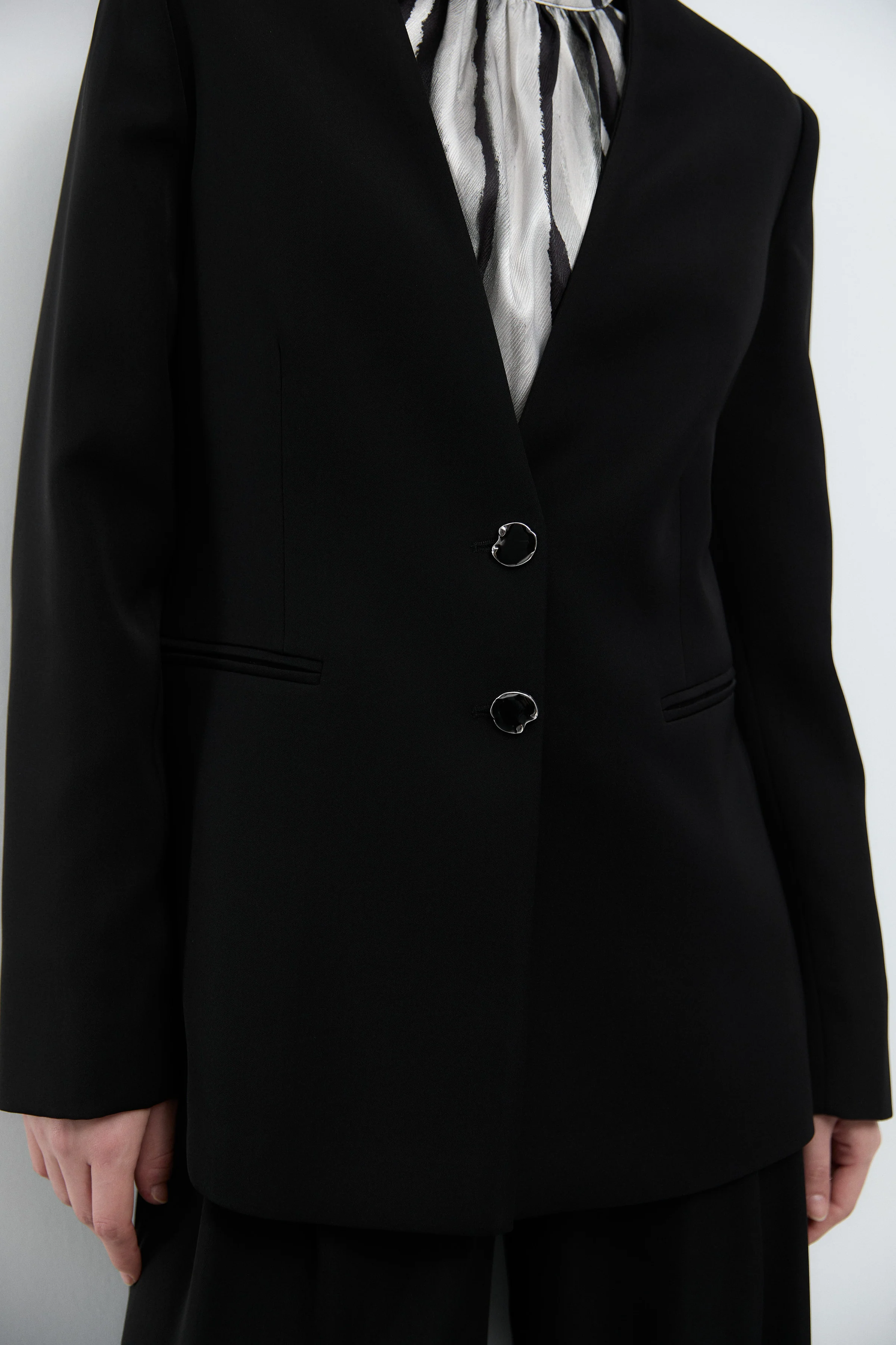 Veste à poches passepoilées - Noir - Image 6