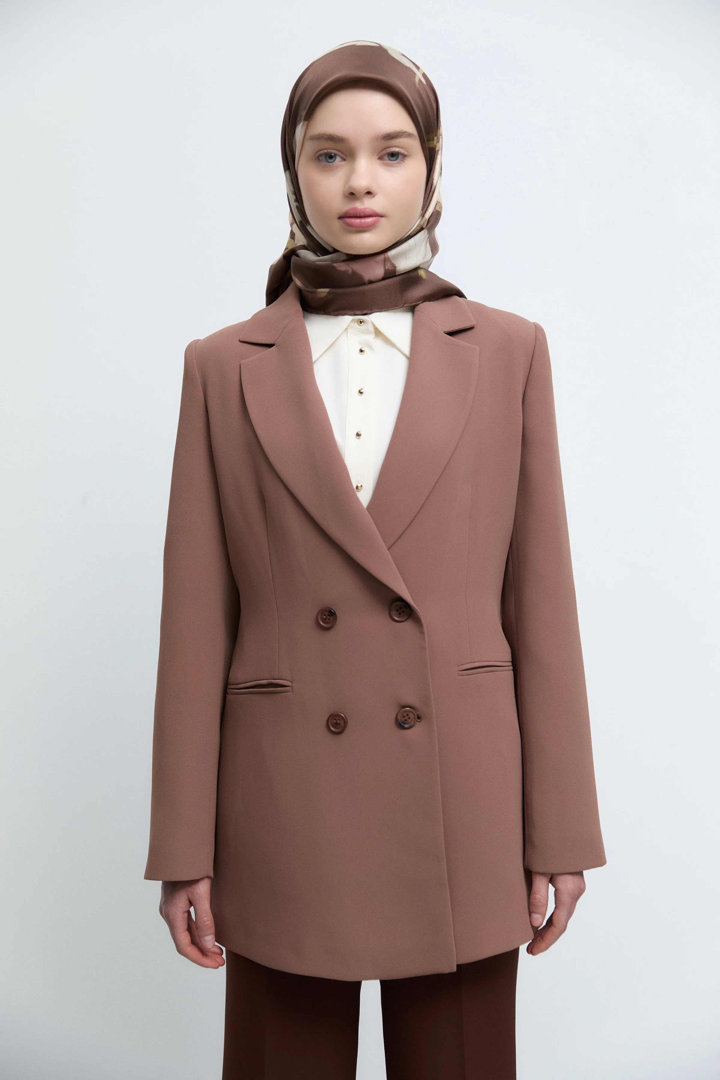 Veste basique croisée - Noisette - Image 3